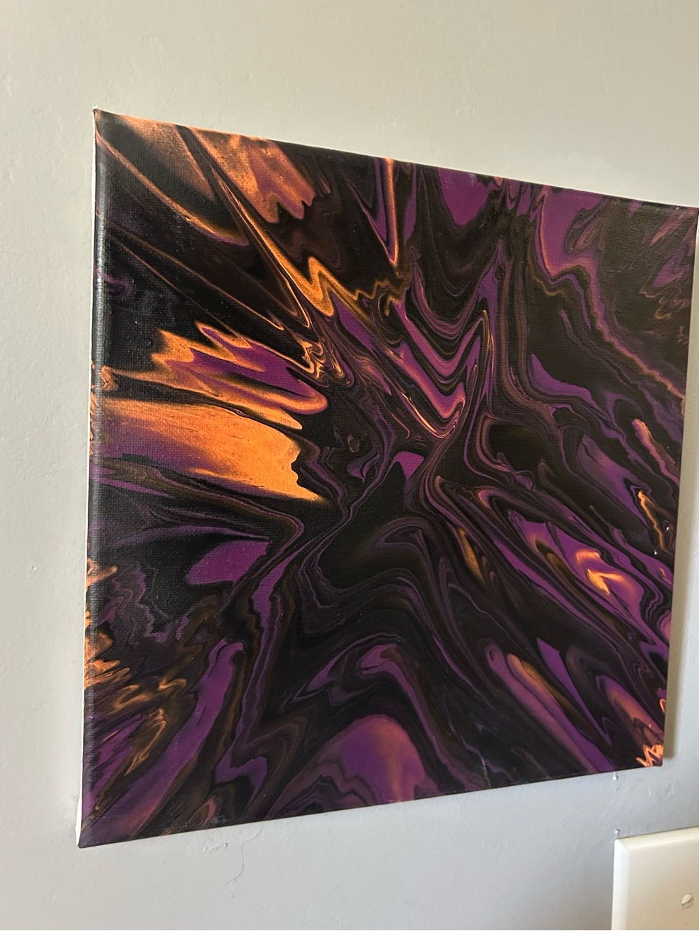 Original Abstract Purple, Black and Orange “Into The Unknown” 10x10 Painting